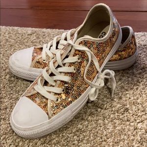 Gold and Silver Sequin converse